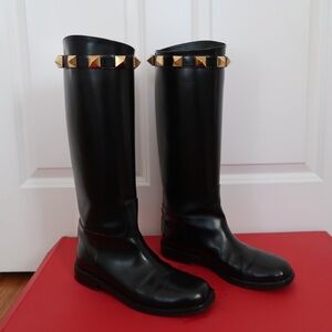 Valentino Roman Stud Leather Knee-high Boots